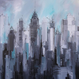 New york painting. Картина маслом Нью-Йорк Манхэттен. New York City Manhattan Skyline арт. Город абстракция. Современный город абстракция.