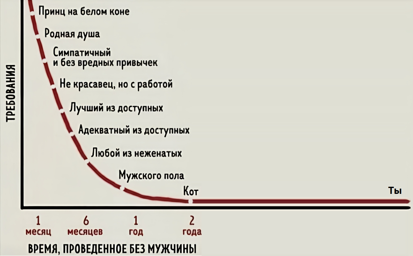 Как время проведённое без мужчины влияет на требования женщины | Пикабу