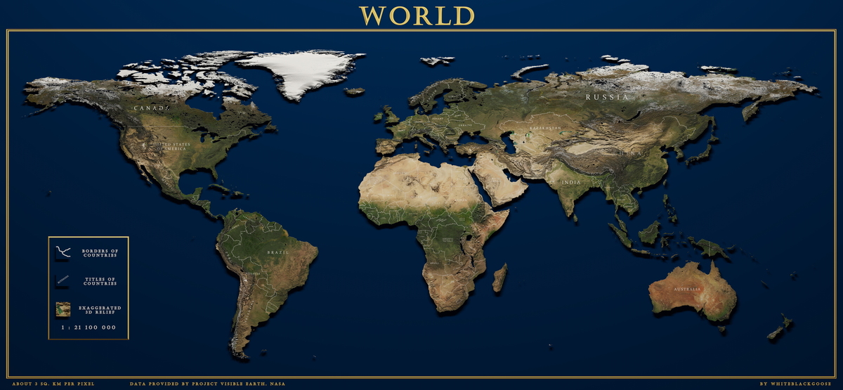 Карта земли с границами. Карта планеты. Рельефная карта.