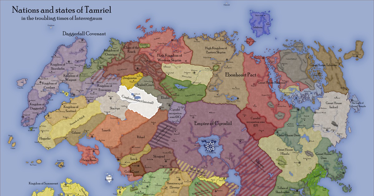 Политическая карта Тамриэля Второй Эры