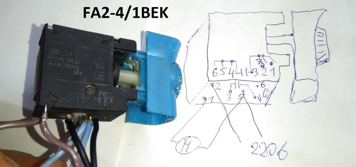 Кнопка с регулятором. FA2-4/1BEK. Заподлянка маркировки от производителя Ремонт, Электроинструмент, Регулятор напряжения, Дрель