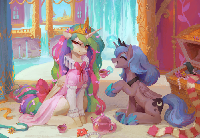  My Little Pony, Ponyart, Princess Luna, Princess Celestia, Orchidpony