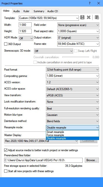 Как отключить ресемплинг в sony vegas pro 13