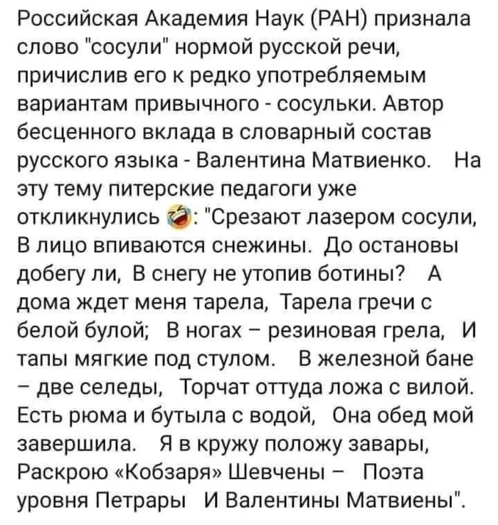 О сосулях Юмор, Сосульки, Снег, Стихи, Поэзия, Санкт-Петербург, Матвиенко, Русский язык, РАН, Педагогика, Политика