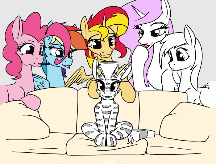     ? My Little Pony, Pinkie Pie, Rainbow Dash, Sunset Shimmer, Princess Celestia, Original Character, , Molestia,    