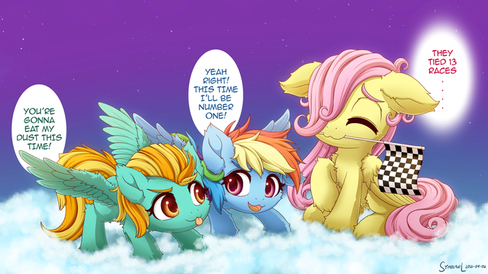   vs   My Little Pony, Rainbow Dash, Lightning Dust, Symbianl, Fluttershy