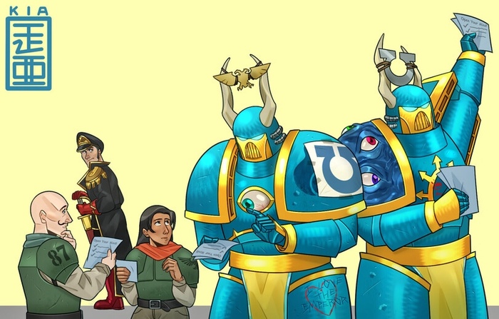     Warhammer 40k, Wh humor, Ultramarines, Astra Militarum, Wh Art, 