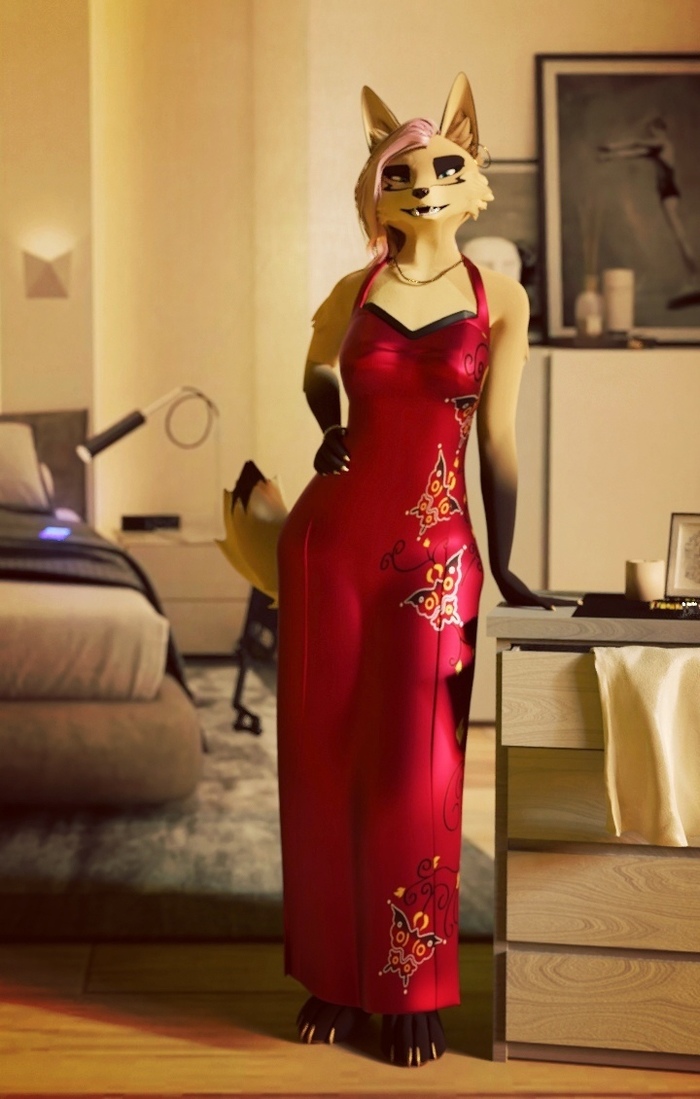 Ada Wong dress , Furry Fox, Furry Canine, Tridognait, 3D, 