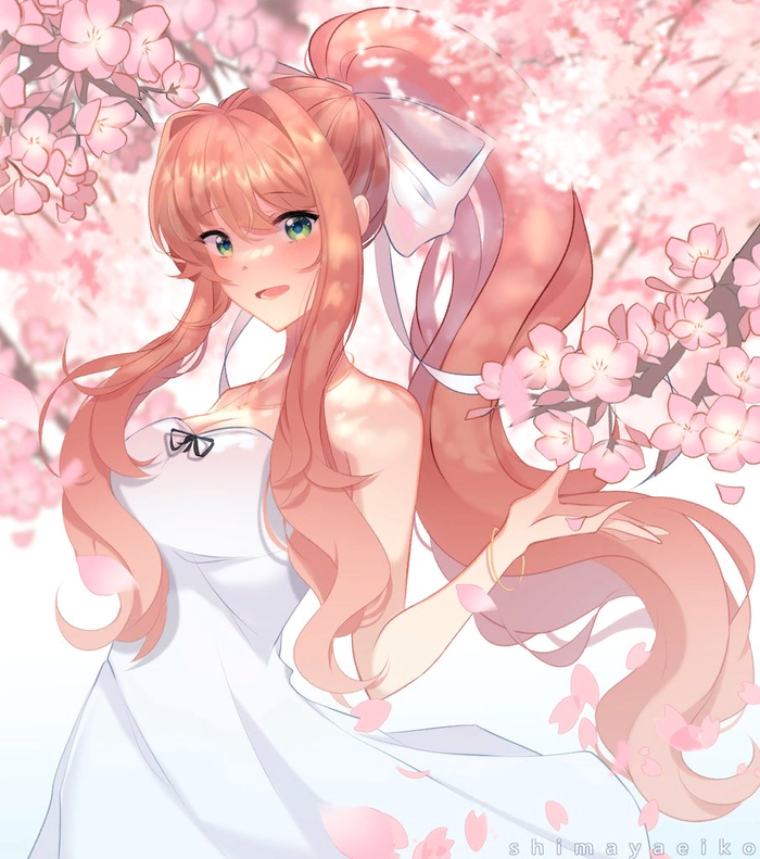     Doki Doki Literature Club, Natsuki, Monika, Anime Art, ,  , 