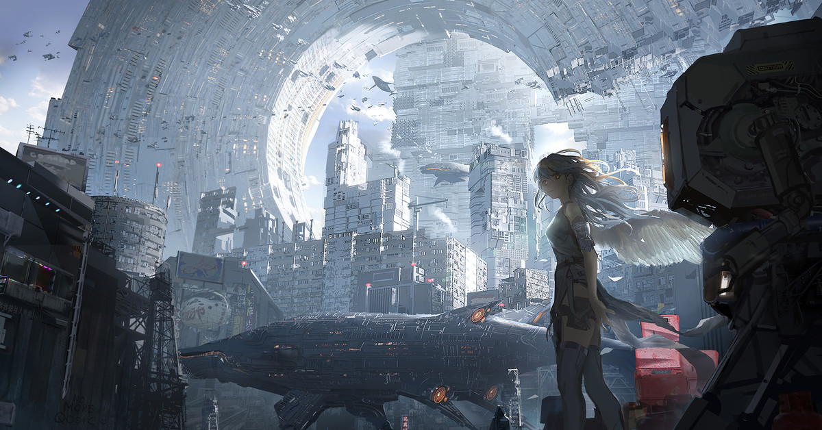 Лучшие фантастические 2023. Обои на ПК 4к. Sci Fi anime Art. Аниме город. Обои на ПК живые для геймеров.