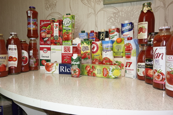 30 упаковок томатного сока для сравнения