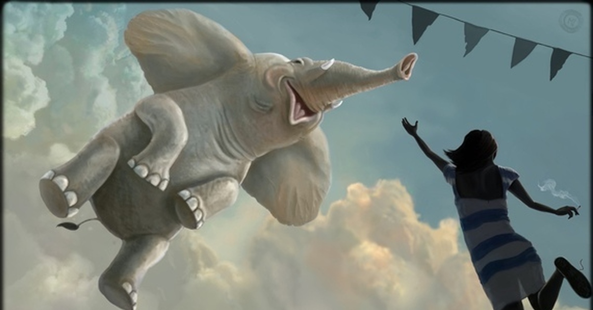 Летать глупо. Летающий слон. Летающие слоны. Летающий Слоник. Слон с крыльями.