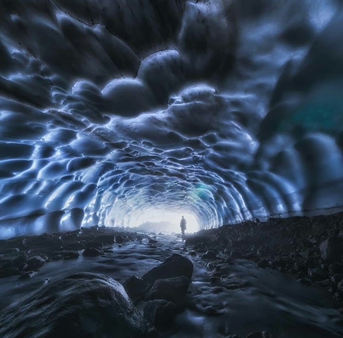 Снежный тоннель Камчатка, Пещеры, Интересное, Красивое, Ледник