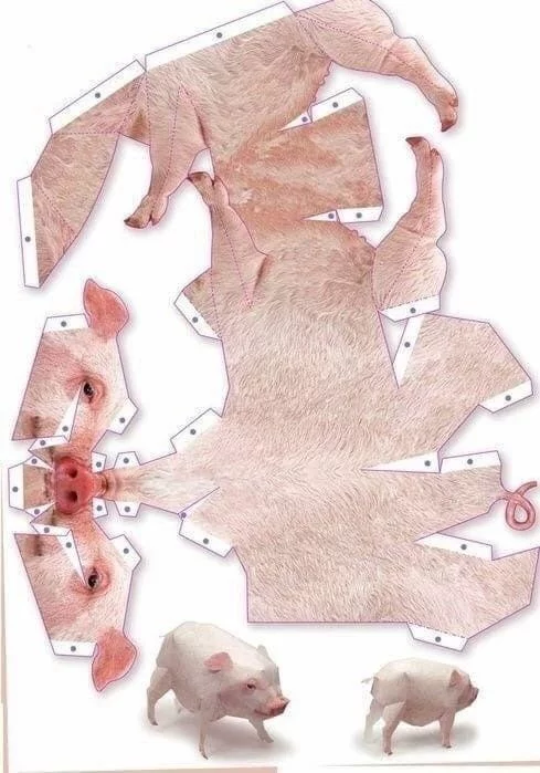 Свинка Бумага, Печать, Длиннопост, Pepakura, Развертка