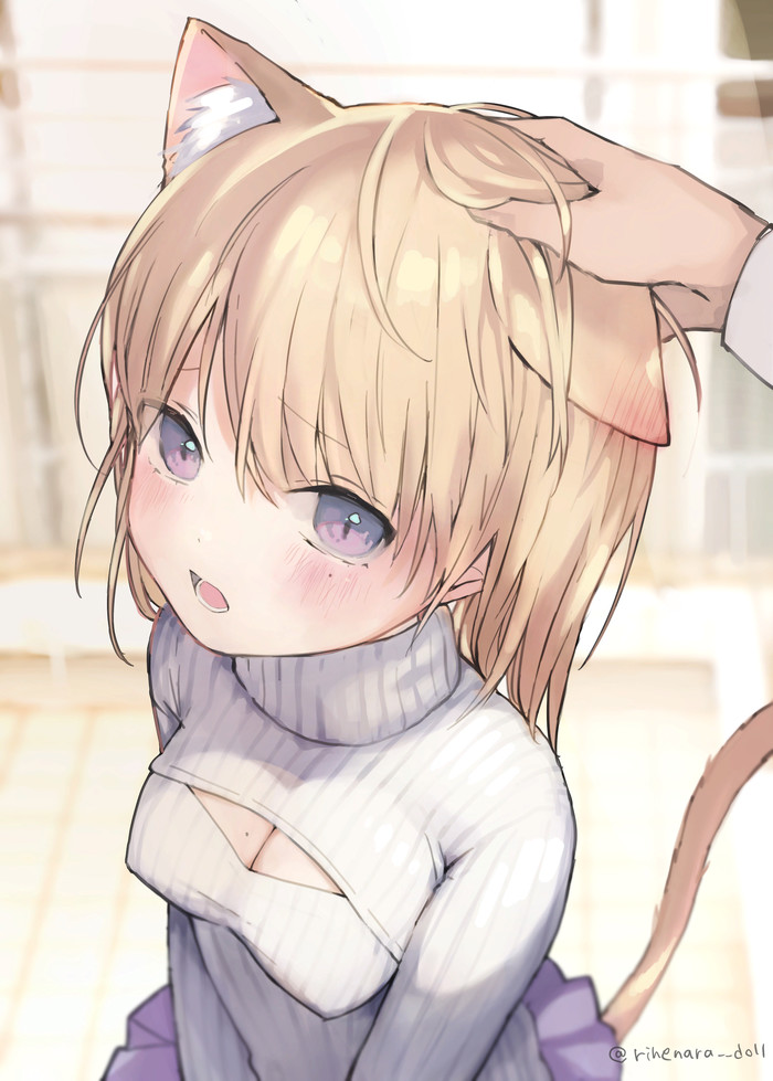  Anime Art, Original Character, , , Open chest sweater, Animal Ears