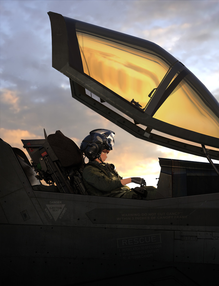 F-86 Sabre  F-35 Lightning II , Anime Art, Original Character, F-86, F-35, 