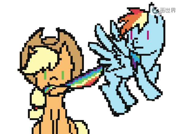   My Little Pony, Rainbow Dash, Applejack, Pixel Art, 