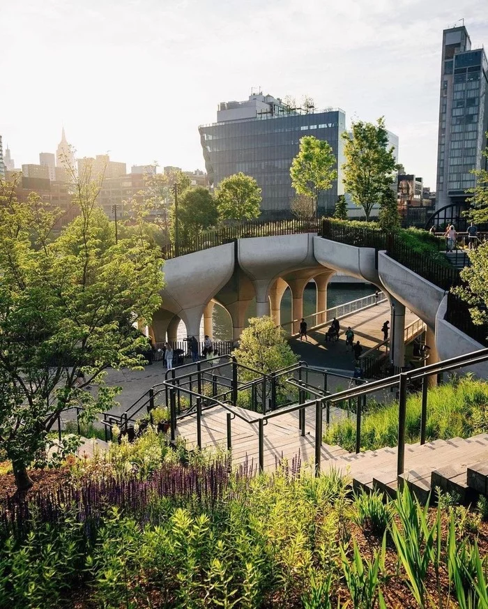 Новый парк на окраине Манхэттена, Нью-Йорк Архитектура, Парк, Нью-Йорк, Длиннопост, Фотография