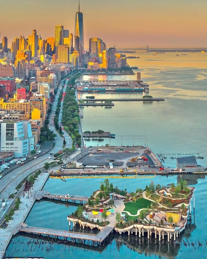 Новый парк на окраине Манхэттена, Нью-Йорк Архитектура, Парк, Нью-Йорк, Длиннопост, Фотография