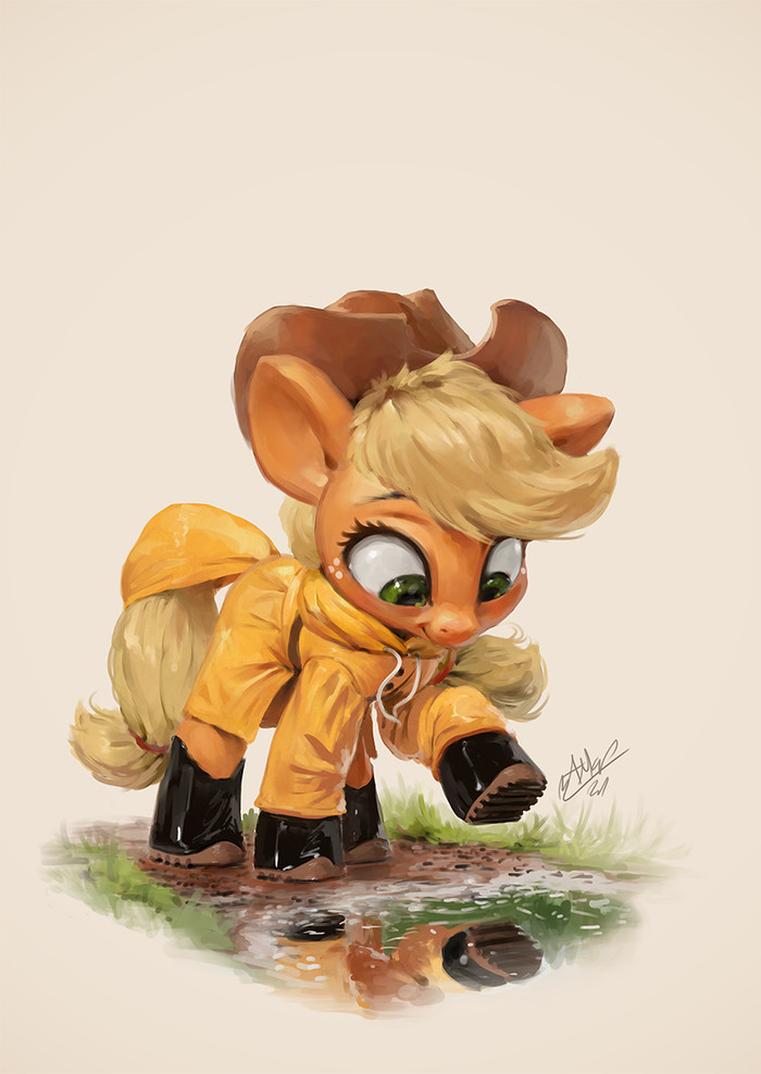 Little Raincoat My Little Pony, Ponyart, Applejack, Assasinmonkey