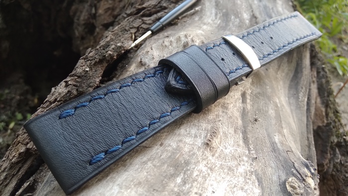 Ремешок для часов Casio Edifice с синей прошивкой Рукоделие с процессом, Изделия из кожи, Ремешок, Кожа натуральная, Наручные часы, Своими руками, Мужское, Ручная работа, Длиннопост