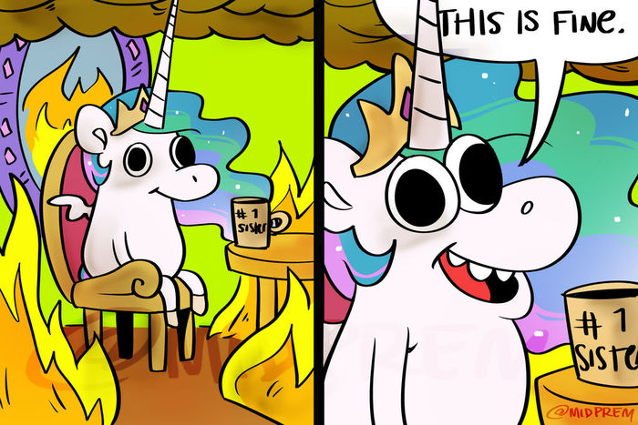  9  11     .    : My Little Pony, Ponyart, Princess Celestia, , This is Fine