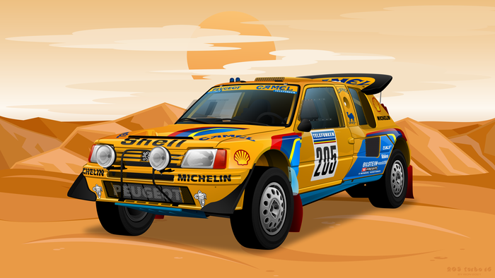 Peugeot 205 Turbo 16 Dakar (1987)    ,  ,  , Corel Draw, , Peugeot,    , , , ,  