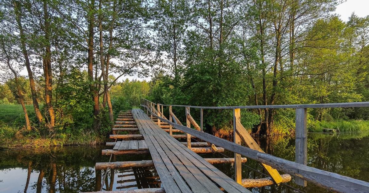 Дер набережная. Гулинский деревянный мост. Деревенская набережная. Подвесной мостик у деревни Ирдеменево-кошки. Мостик через нама-йоки 10 августа 2021.