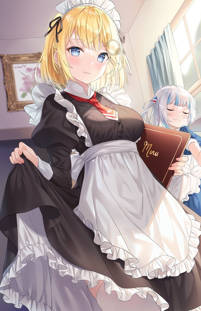 Amelia and Gura , Anime Art, Hololive, Gawr Gura, Virtual YouTuber, Watson Amelia