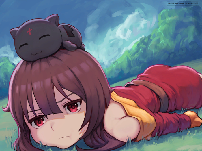 ,    Konosuba, Megumin, Chomusuke, Anime Art, 