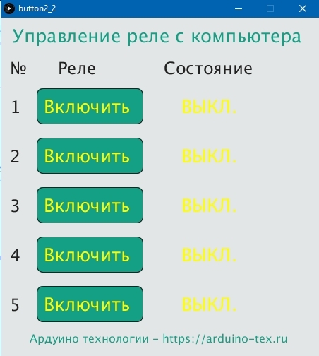 Управление реле с компьютера