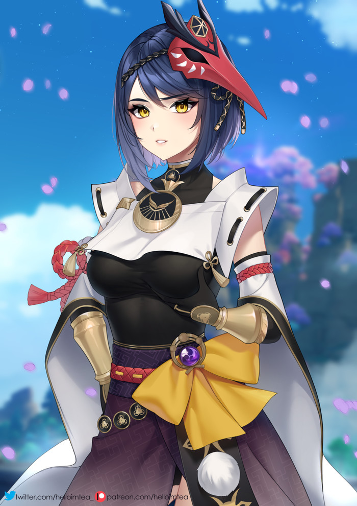 Sara , Anime Art, Genshin Impact, Kujou Sara (Genshin Impact)