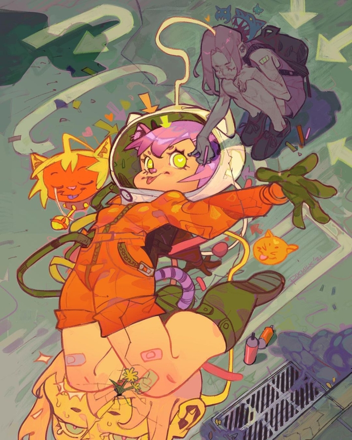 Рисунок Арт, Рисунок, Девочка, Рисунок на асфальте