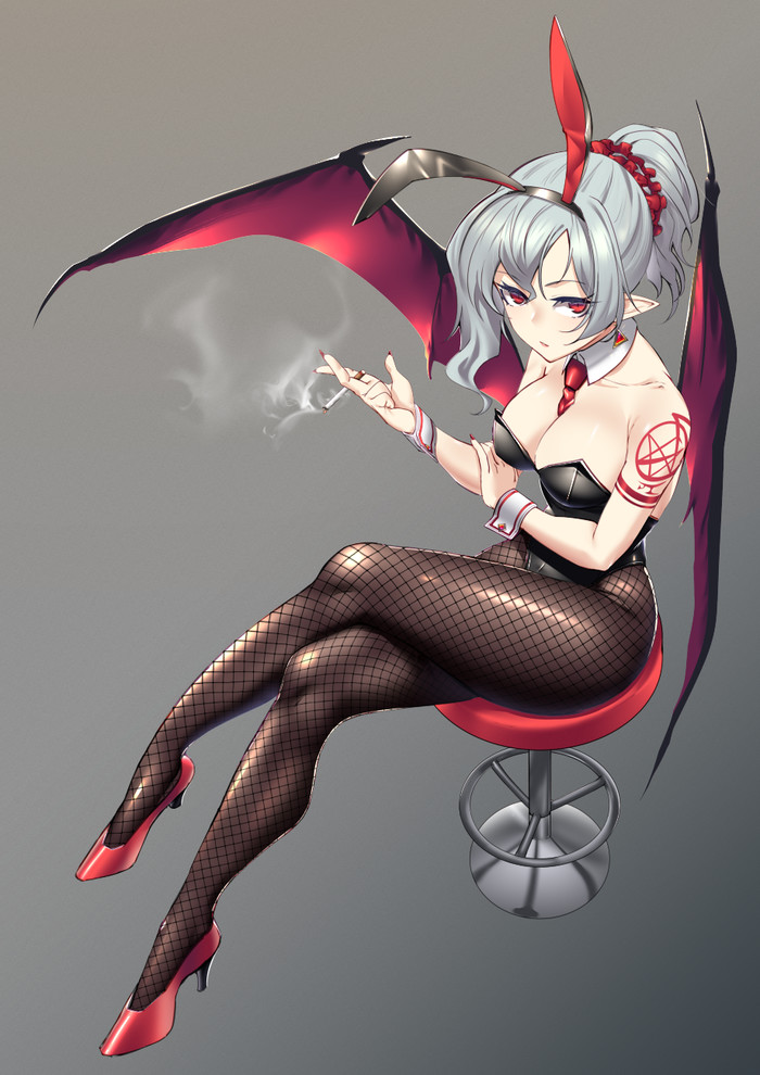 Remilia Scarlet Touhou, Remilia Scarlet, Anime Art, , Shukusuri, Bunnysuit, ,  , , , 