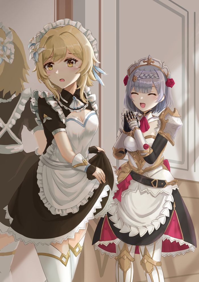 Lumine &Noelle Genshin Impact, Lumine (Genshin Impact), Noelle (Genshin Impact), Anime Art, , , 