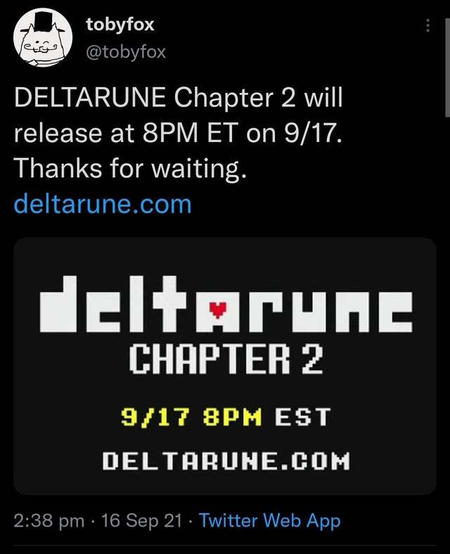 Анонсирована дата выхода второй главы Deltarune