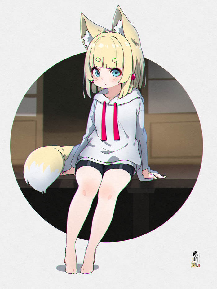 Foxgirl , Anime Art, Original Character, Animal Ears, Loli, 