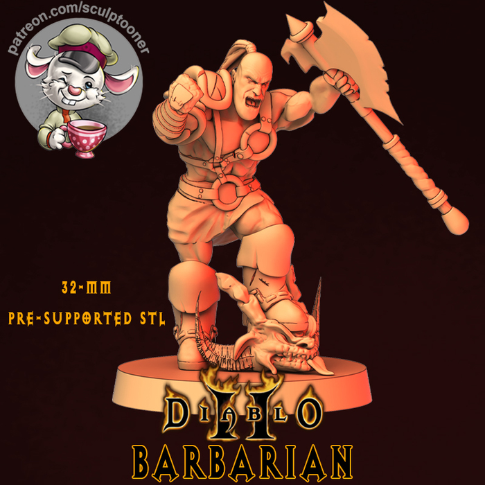 Diablo 2 Barbarian , 3D, 3D ,  , Diablo II: Resurrected, Diablo,  , Dungeons & Dragons, , 