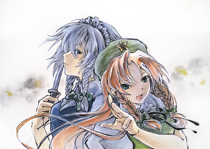 Meiling & Sakuya Touhou, Hong Meiling, Izayoi Sakuya, Anime Art, , , 