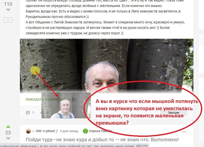 А вы в курсе что если мышкой потянуть вниз картинку которая не уместилась на экране, то появится маленькая превьюшка?