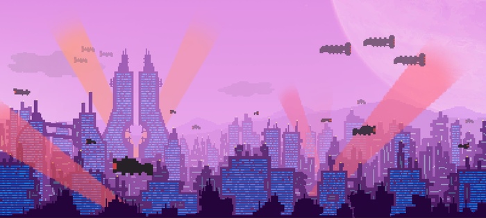 На далекой планете Пиксель, Арт, Pixel Art, Цифровой рисунок, Рисунок, Космос