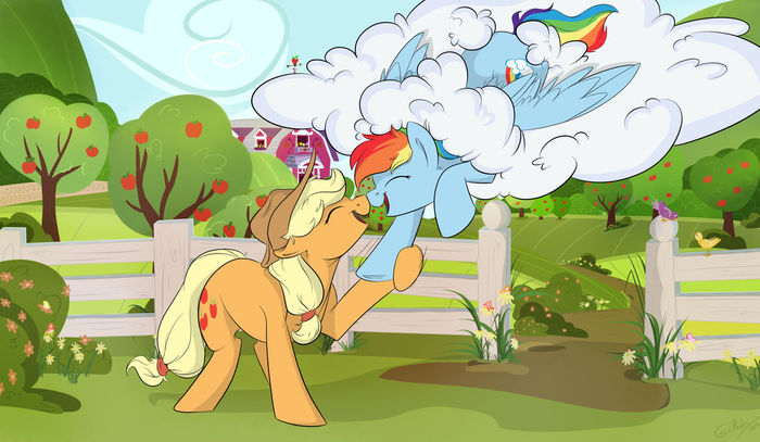   My Little Pony, , -, Ponyart, Applejack, Rainbow Dash, Rutkotka