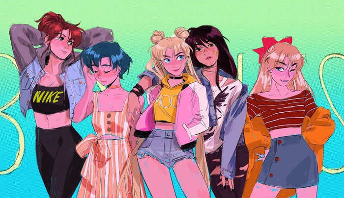  Sailor Moon, Sailor Jupiter, Sailor Mercury, Sailor Mars, Sailor Venus, Anime Art, 