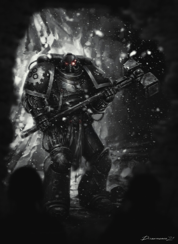 "Hammertime!" (Could not come up with a smarter title) byVeronica Anrathi Warhammer 40k, Wh Art, Iron Hands, Adeptus Astartes