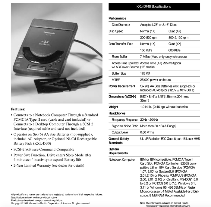  . CD- Panasonic KXL-D740