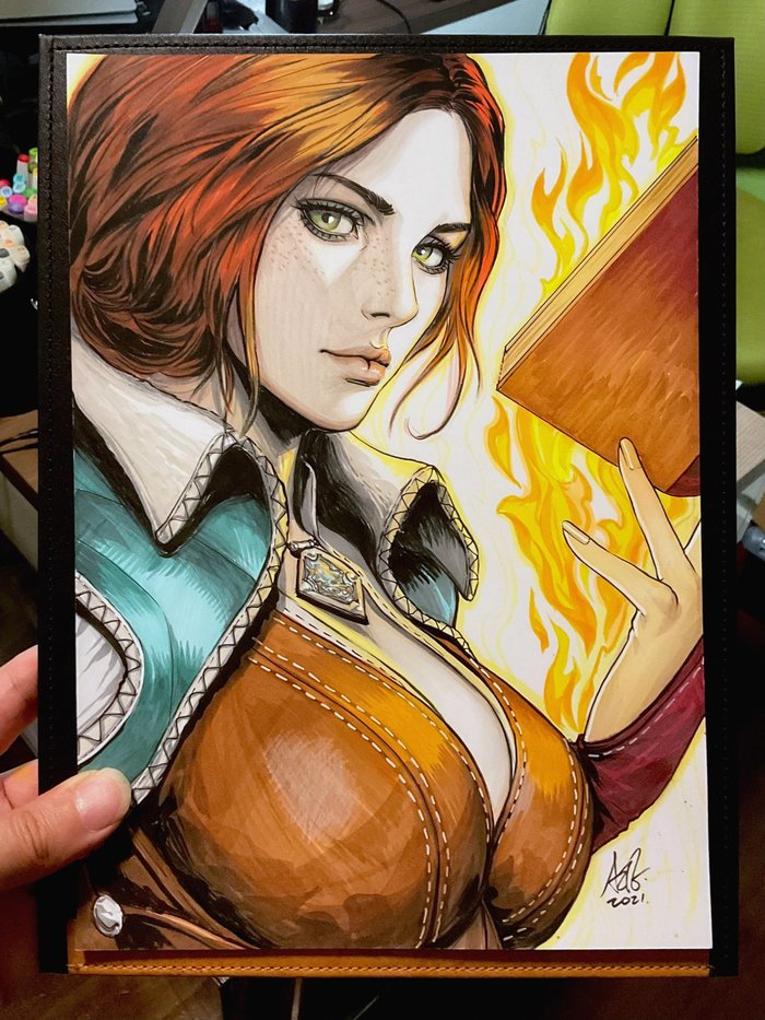 Triss Merigold byStanley Lau (Artgerm) Artgerm,  , , , , , Game Art, 