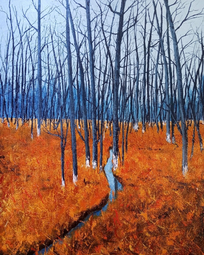 Лисий лес холст/масло. Fox forest Oil painting35*50 Рисование, Лес