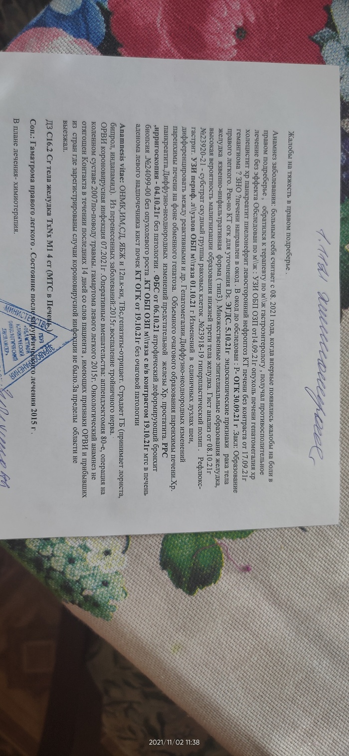 Просьба о консультации. Онкология. Без рейтинга