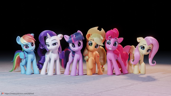  My Little Pony, Ponyart, Mane 6, 3D, Djthed
