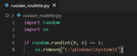 русская рулетка на питоне